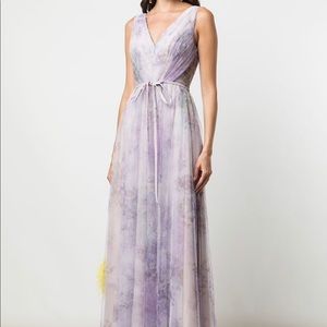 Marchesa Notte Bridesmaid Sora floral-print lilac